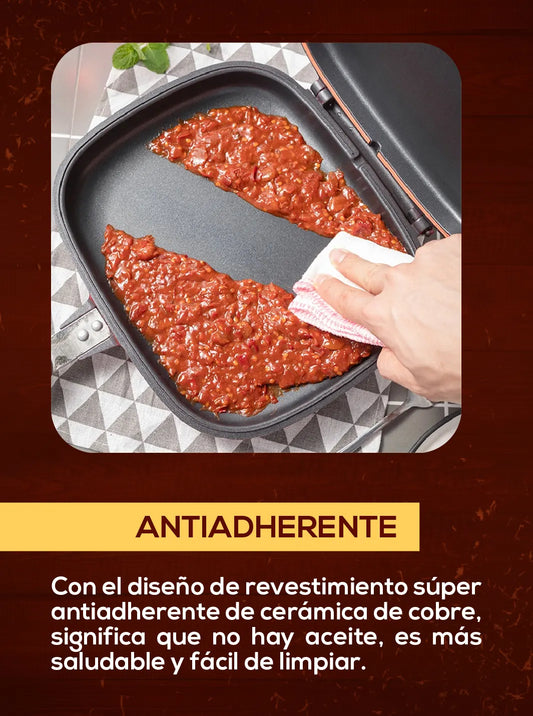 SARTÉN DOBLE PARRILLA ANTIADHERENTE® 🍳